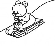 Coloriage Ourson sur La Luge