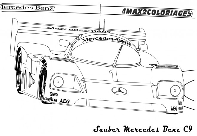 Coloriage Mercedes C9 de course dessin gratuit à imprimer