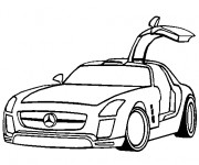 Coloriage Mercedes SLS avec portes papillon