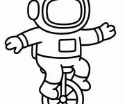 Coloriage et dessins gratuit Astronaute sur le monocycle à imprimer