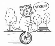 Coloriage Chat mignon sur le monocycle