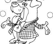 Coloriage et dessins gratuit Chien drole sur le monocycle à imprimer