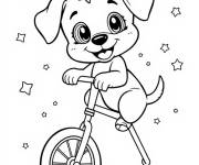 Coloriage et dessins gratuit Chiot fantastique &agrave; monocycle à imprimer