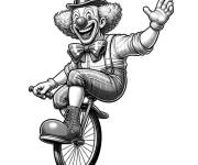Coloriage Clown &agrave; monocycle