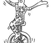Coloriage Clown &agrave; monocycle dessin&eacute; &agrave; la main