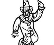 Coloriage Clown &agrave; monocycle levant sa main