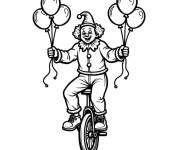 Coloriage Clown drole avec des ballons &agrave; monocycle