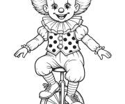 Coloriage et dessins gratuit Clown souriant sur le monocycle à imprimer