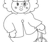 Coloriage Clown sur le monocycle facile