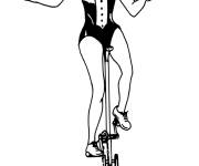 Coloriage Femme de cirque au monocycle