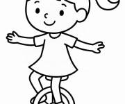 Coloriage Fille sur le monocycle