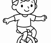 Coloriage et dessins gratuit Gar&ccedil;on aimable sur le Monocycle à imprimer
