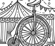 Coloriage Gros monocycle devant le cirque