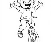 Coloriage La joie d'enfant &agrave; monocycle