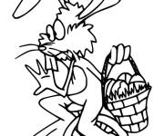 Coloriage et dessins gratuit Lapin de P&acirc;ques sur le monocycle à imprimer