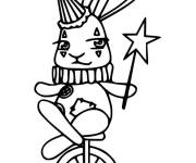 Coloriage Lapin drole sur le monocycle