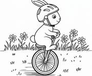 Coloriage et dessins gratuit Li&egrave;vre s'amuse sur le monocycle à imprimer