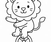 Coloriage et dessins gratuit Lion mignon sur le Monocycle à imprimer