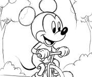 Coloriage Mickey Mouse sur un monocycle au parc