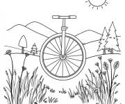 Coloriage monocycle dans la nature