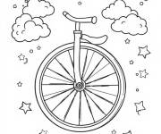 Coloriage et dessins gratuit Monocycle parmi les &eacute;toiles et les nuages à imprimer