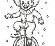 Coloriage Performance de clown sur le monocycle