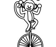 Coloriage et dessins gratuit Singe adorable &agrave; monocycle à imprimer