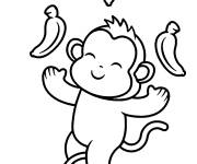 Coloriage Singe mignon &agrave; monocycle