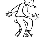 Coloriage Souris sur le monocycle