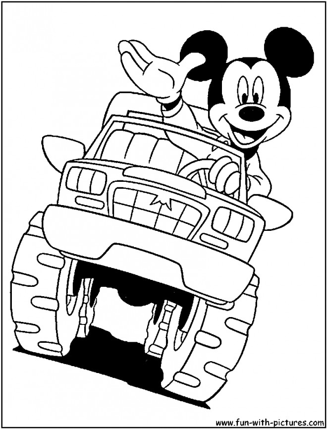 Coloriage et dessins gratuits Mickey Mouse en Monster Truck à imprimer