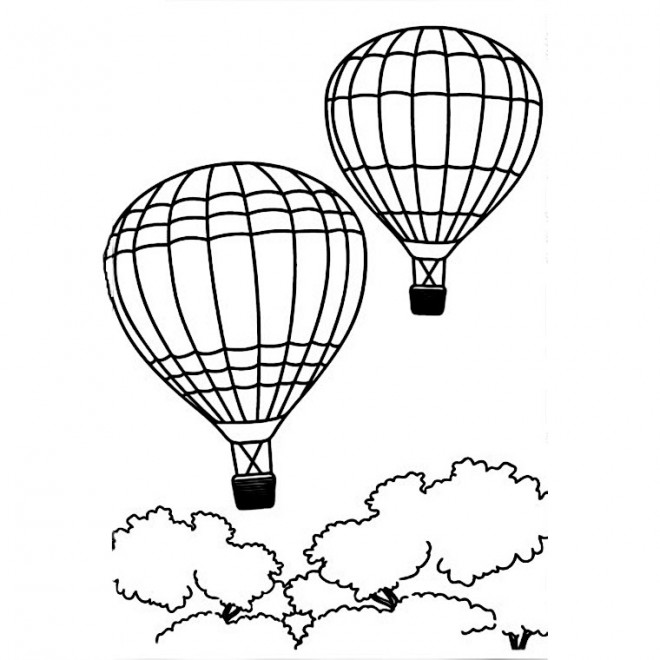 Coloriage et dessins gratuits Deux Montgolfières au ciel à imprimer