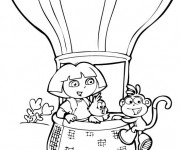 Coloriage Dora et Montgolfière