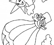 Coloriage Les enfants amus&eacute;es dans une Montgolfi&egrave;re