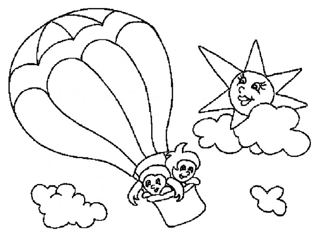 Coloriage et dessins gratuits Les Enfants pilotent La Montgolfière à imprimer