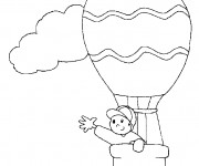 Coloriage Montgolfi&egrave;re et petit gar&ccedil;on en ligne
