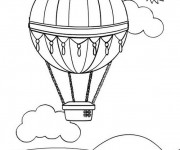 Coloriage et dessins gratuit Montgolfière sous le soleil à imprimer