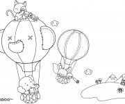 Coloriage Montgolfi&egrave;res transportent les animaux