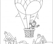 Coloriage Pinocchio en Montgolfière