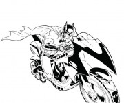 Coloriage et dessins gratuit Batman et sa Moto à imprimer