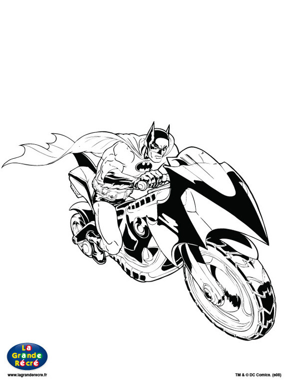 Coloriage Batman Et Sa Moto Dessin Gratuit à Imprimer