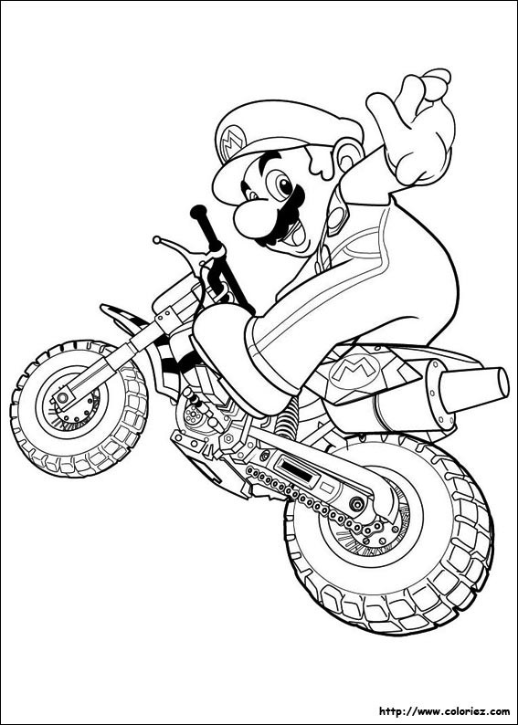 Coloriage Mario Sur Moto Dessin Animé Dessin Gratuit à Imprimer