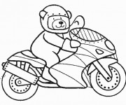 Coloriage Ours monte sur Moto