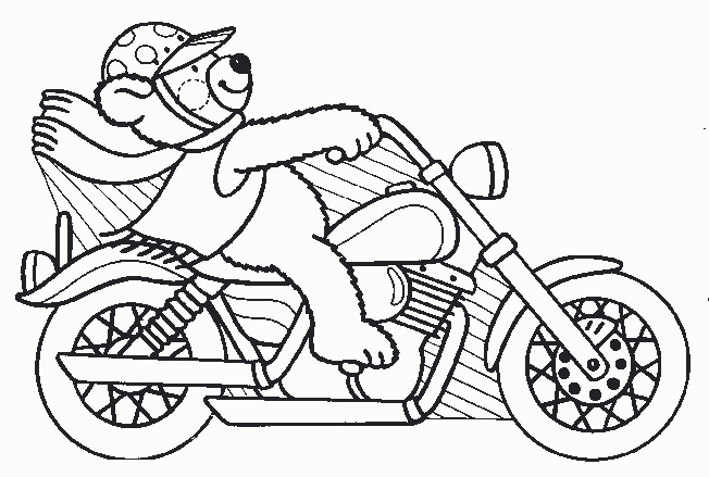 Coloriage et dessins gratuits Ours pilote sa Moto Harley à imprimer