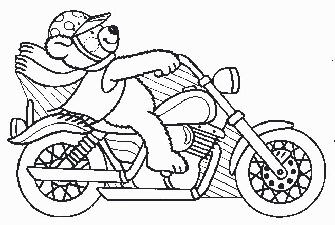 Coloriage Ours Pilote Sa Moto Harley Dessin Gratuit à Imprimer