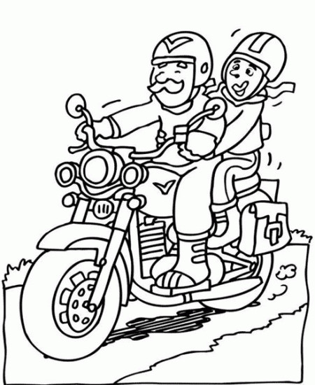 Coloriage Père Et Sa Fille Sur Moto Dessin Gratuit à Imprimer