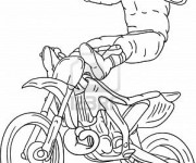 Coloriage Motocross et Motocycliste en haut