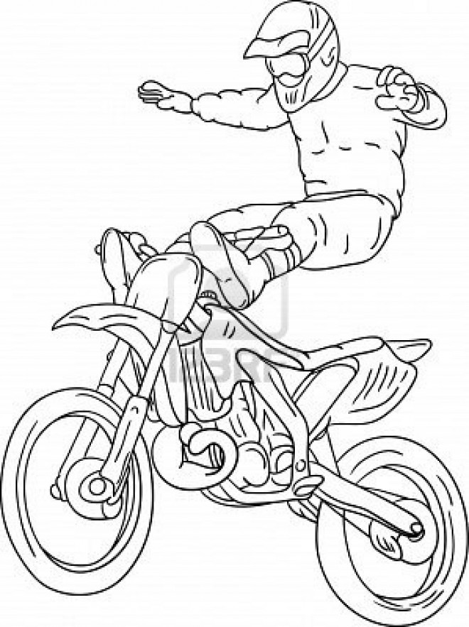 Coloriage Motocross Et Motocycliste En Haut Dessin Gratuit à