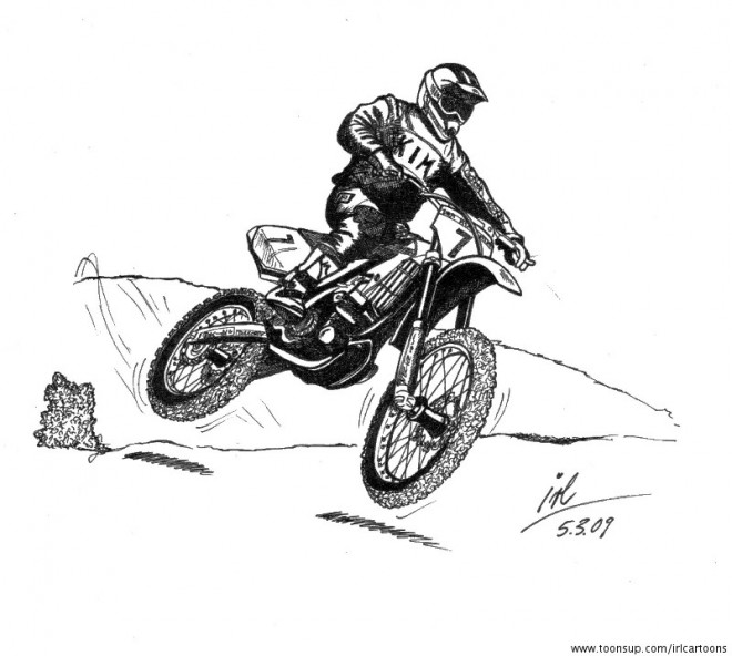 Coloriage Moto-cross et petit saut