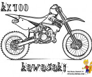 Coloriage Motocross Kawasaki modèle KX100