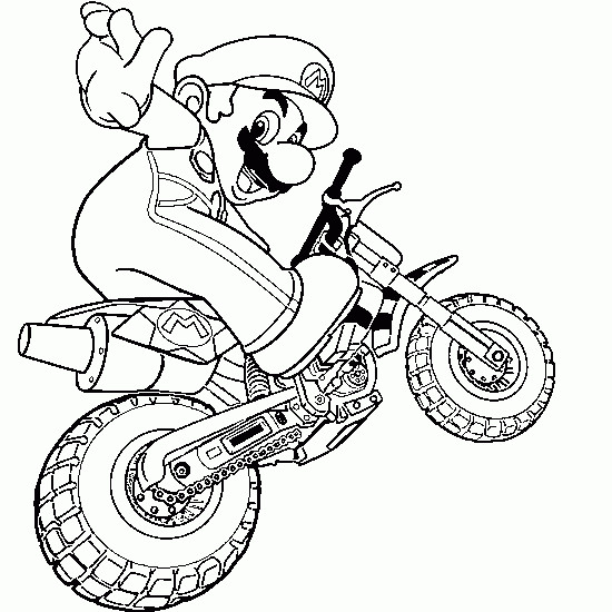 Coloriage et dessins gratuits Motocross Mario à imprimer